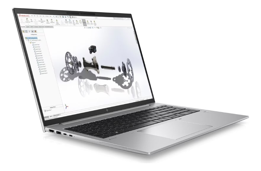 HP ZBook Firefly G9 abierta mostrando pantalla y teclado premium